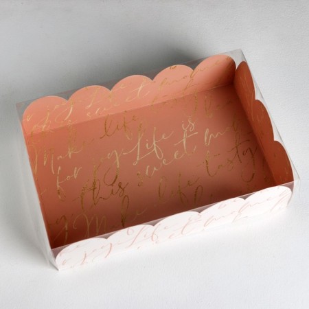 Cookie box, confectionery packaging with PVC lid, “for you”, 20 x 30 x 8 cm