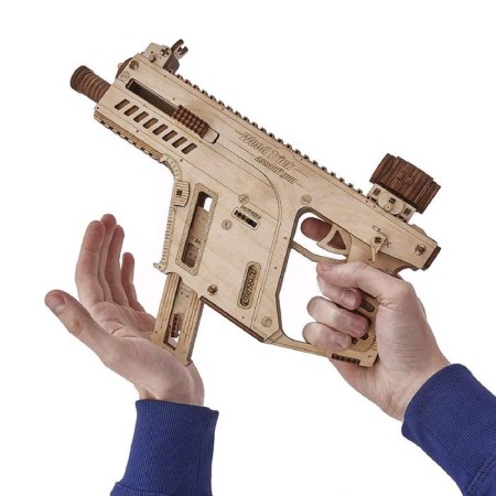 Mechanical 3D puzzle made of wood "assault rifle"-5