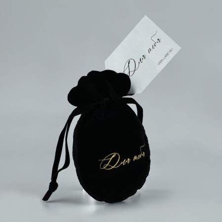Suede bag “for you”, black, embossing, 9 × 12 cm-1