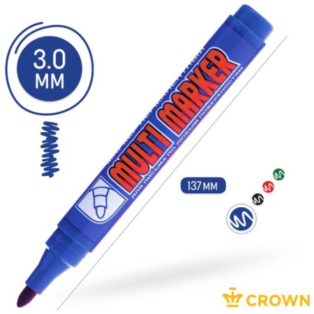 Markker permanent 3.0 mm, Crown Multi Marker, bullet -shaped, blue-3