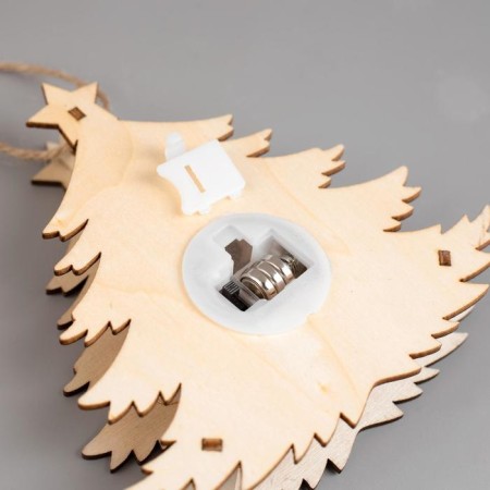 Christmas tree toy "Christmas tree with a snowman", from batteries, a glow of warm white-3