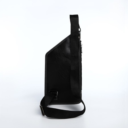 Male sling bag made of artificial leather, black color-3