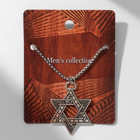 Men's pendant, "Viking" star David, color black silver, 69 cm-4