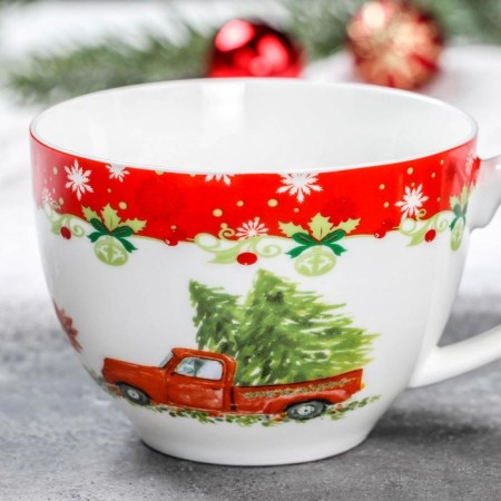 Service Porcelain Tea Daulay "New Year's Magic", 12 objects: 6 cups 280 ml, 6 saucer d = 15 cm-3
