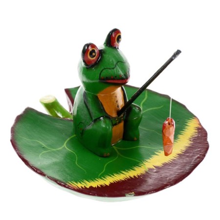 Souvenir "Frog on the sheet" wood 10x9x10 cm-3