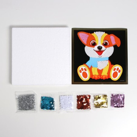 Set for creativity. Application with sequins "Dog"-1