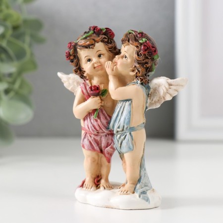 Souvenir Polystone "Two angels in wreaths with roses Secrets" 9x8.5x3.5 cm-3