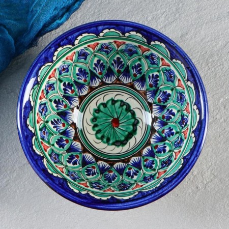 Rishtan ceramics "Patterns", 18 cm, big, mix-8