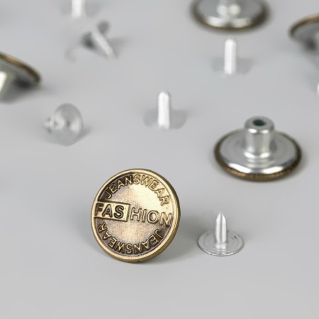 A set of denim buttons, 17 mm, 100 pcs, bronze color