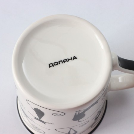 Porcelain share mug "Black Cat", 300 ml, white color-5