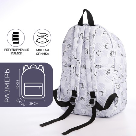 School backpack of textiles on a zipper, 4 pockets, color gray color-2