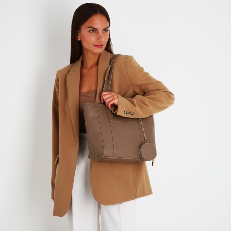 Bag Female Tout with zipper, beige color-7
