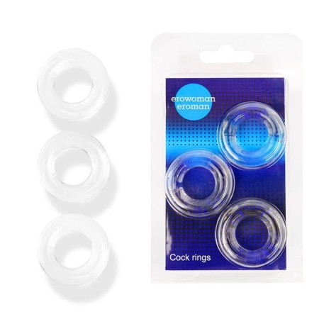 A set of rings of erectational Ereowman Eroman, silicone, transparent, 3 pcs