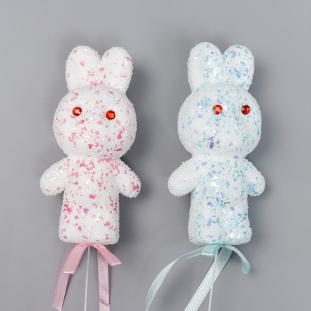 Decor on the stick "Zaychat - Sprinking, Shine" Set 2 pcs Pink, Blue 12 cm-2