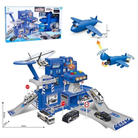 Parking "Police", with an airplane, light and sound, the car changes color from water
