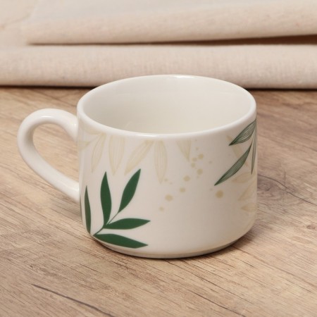 Tea couple ceramic "leaves", 200 ml, white color-3