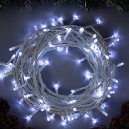 Garland “thread” 10 m, IP44, white thread, 100 LED, white glow, 8 modes, 220 V