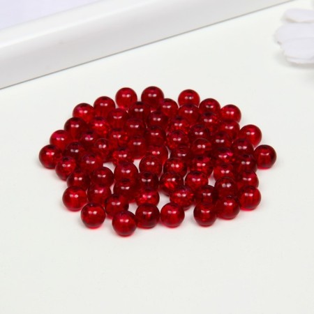 Busy glass "Kracle" 6 mm, 65 pcs. red-1