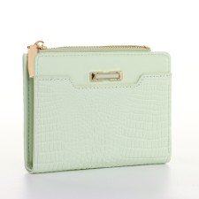 Women's wallet on the button, green color