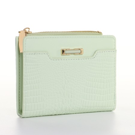 Women's wallet on the button, green color