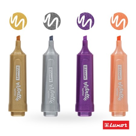 Набор текстовыделителей Luxor "Textliter Metallic" 04 цвета, 1-5мм, чехол с европодвесом.-1