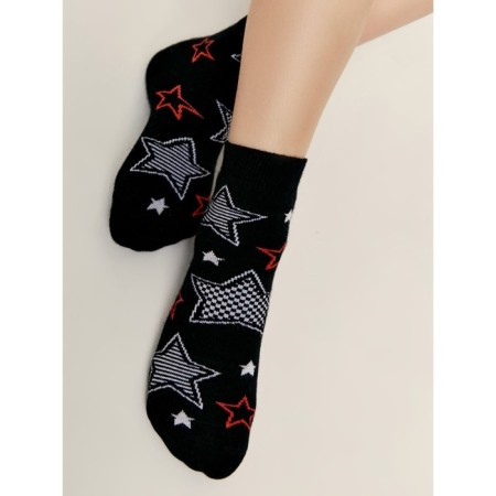 Children's socks with drawings Conte Kids Sof-Tiki, size 18, black color, red color-1