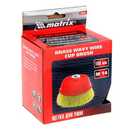 Matrix Ushm brush, 100 mm, M14, "cup", brass -tiered twisted wire-2