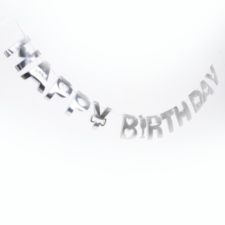 Garland "Happy Birthday", silver color