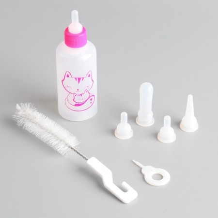 Set for feeding "fluffy happiness" for kittens, 60 ml, with 4 nipples and brush-1
