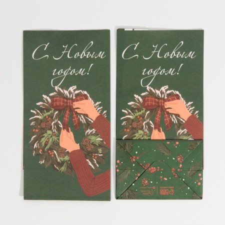 Package without handles "Wreath", 10 x 19.3 x 7 cm, New Year-6