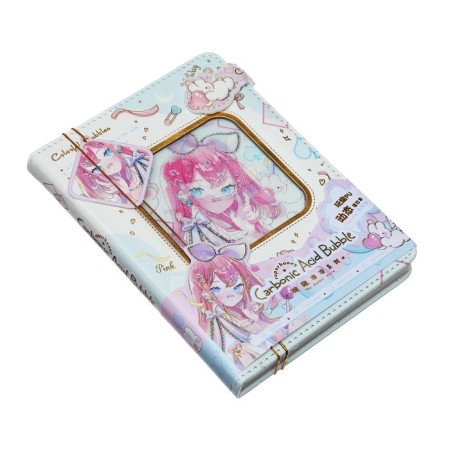 Notebook Gift, A6, 96 sheets, color block, with a curly knife, PVC cover, 3D, "Anime", mix-5
