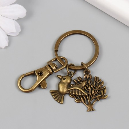 Browler Metal with carbine "Bird and tree" bronze 6.2 cm-2