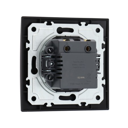 Roset with USB-A + USB-C connectors, 2.1 A, 5V, TOT ELEAGANT, hidden, black-3