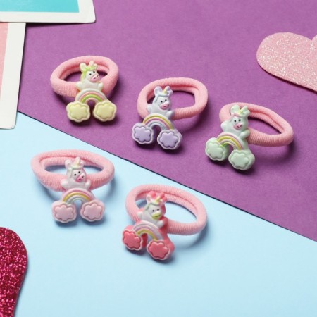 Hair elastic band "Baby" (set 10 pcs) Unicorn, mix