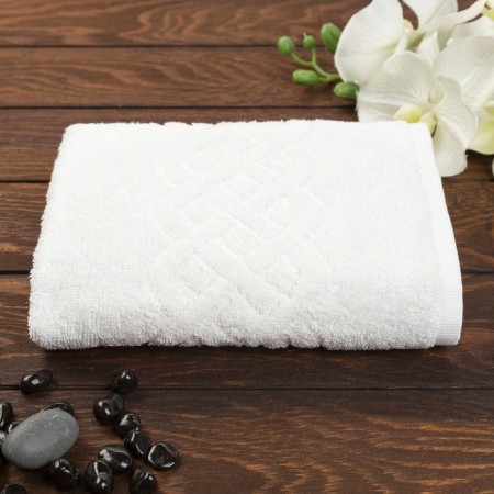 Terry towel "Plait", white color, 30x70 cm