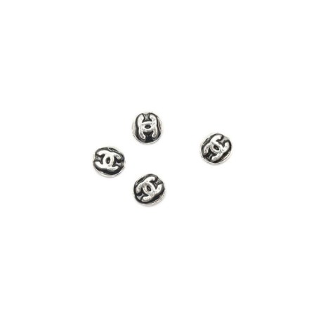Metal fittings TNL "Chanel silver on black", 4 pcs