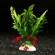 Artificial aquarium plant, 18 x 9 x 14 cm, red