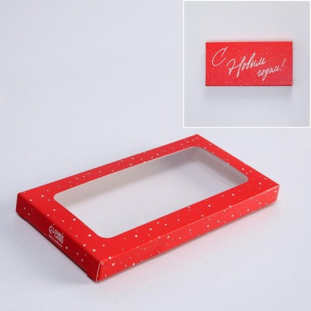 Happy New Year chocolate box, with a window, 17.3 x 8.8 x 1.5 cm, New Year-1