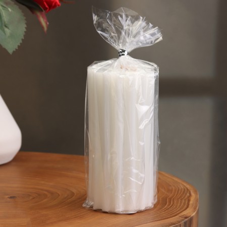 Candle-cylinder with ribs, 5x10cm., White-2