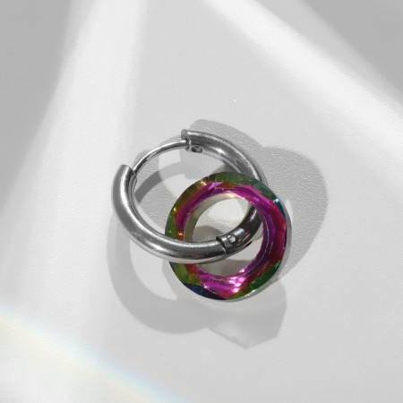 Piercing in the ear "Ring" Saturn, d = 13 mm, gasoline color in silver