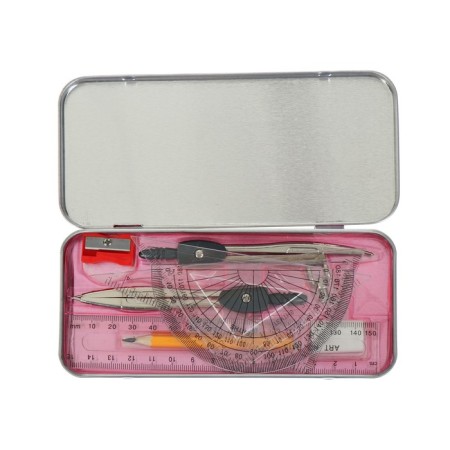 Ready -made Mazari 9 objects: 2 circulas, square (60 x 30 x 90), square (45 x 45 x 90), ruler (15 cm), transporter, pencil, eraser, sharpener-1