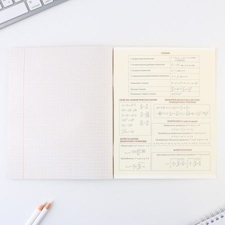 An objective note 48 sheets, A5, nature, with reference materials “September 1: Algebra”, covered Cardboard 230 gr., Inner block in a cage 80 gr., Whiteness up to 80%, block No. 2.-3