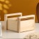 Kashpo wooden with handles 14.5x14.5x10 cm natural