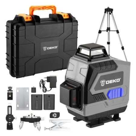 The level of DEKO DKLLL16, 16 rays, self -leveling, case, tripod 1.2 m, 20 m, ± 0.3 mm/m/m-3