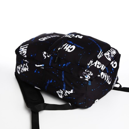 Young backpack from textiles on lightning, 3 pockets, black/blue color-4