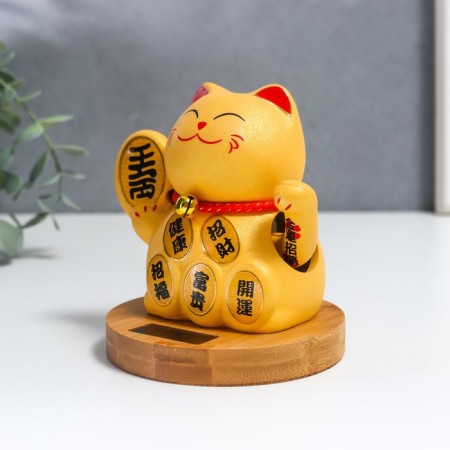 Pendural Ceramics "Mani-Neko with hieroglyphs" from solar batteries 10x10x12 cm-2