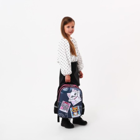 Frame backpack Calligrata, 39x30x14 cm, "kittens", for a girl-6