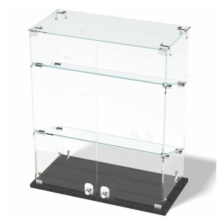 Table window, 2 inclined shelves, 600 × 300 × 700, chipboard, glass color gray-1