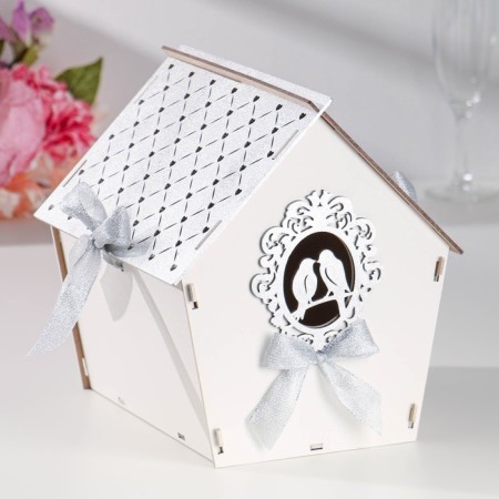 Family Bank "House with Birds", 22.5x21x23.5 cm, silver