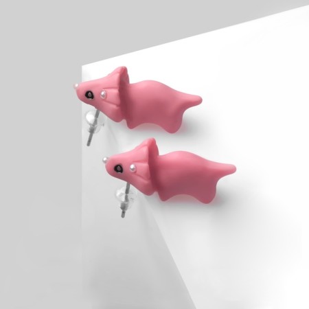 Polymer clay earrings "dinosaur", pink color-3